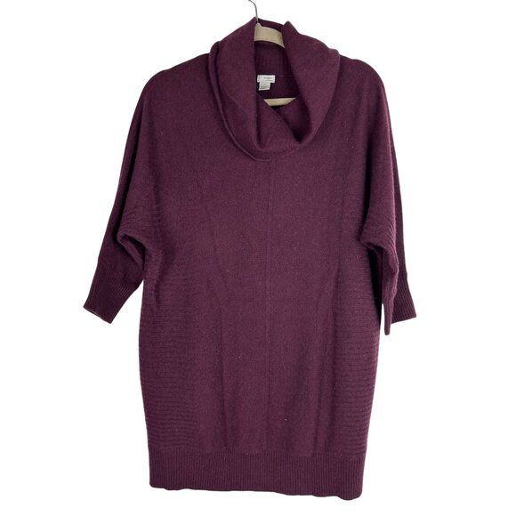 Halogen Cashmere Burgundy Cowl Neck Dress Tunic Medium Womens 100% Cashmere - Picture 1 of 10